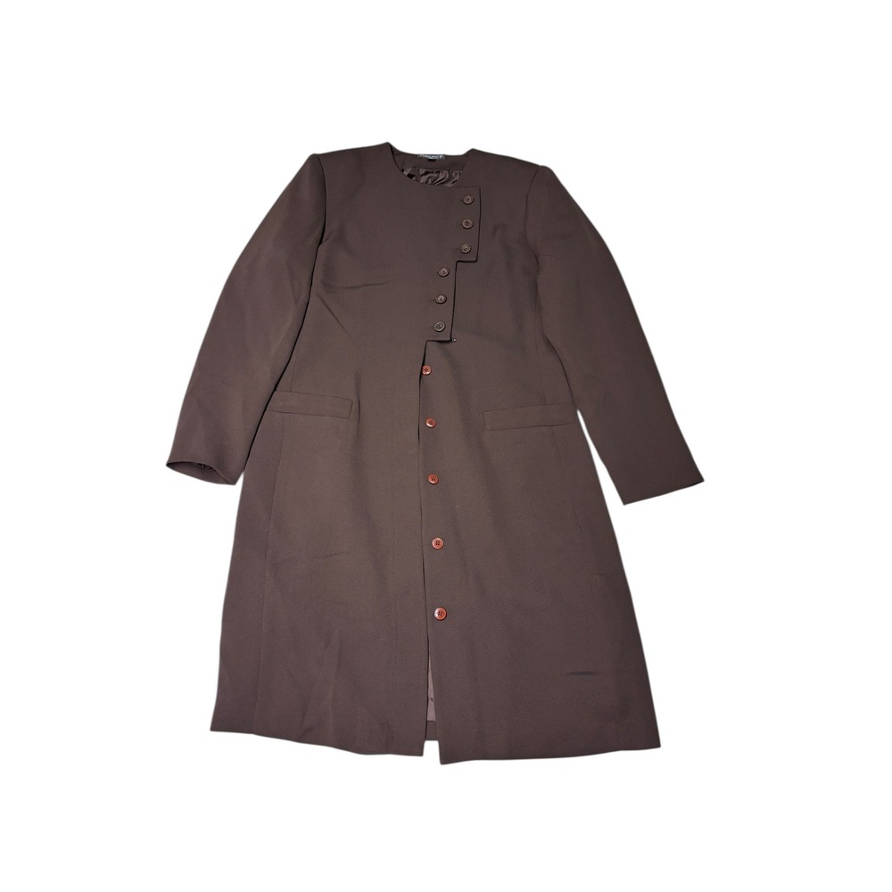 Kasper for ASL Womens Brown Button Front Long Sleeve Career‎ Coat Size 8